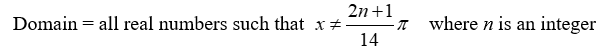 <strong>State the domain of the function. Y = -3 sec (14 x)</strong> A) B) C) D)