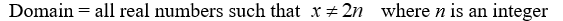 <strong>State the domain of the function. Y = </strong> A) B) C) D)