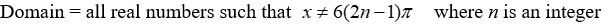 <strong>State the domain of the function. Y = </strong> A) B) C) D)