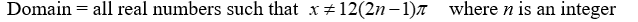 <strong>State the domain of the function. Y = </strong> A) B) C) D)