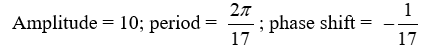 <strong>State the amplitude, period, and phase shift of the function. Y = </strong> A) B) C) D)
