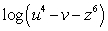 <strong>Write the expression as a single logarithm. 4log u - log v - 6log z</strong> A) B) C) D)