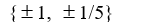 <strong>Use the rational zero theorem to list the possible rational zeros. P(x) = 5x<sup>3</sup> + 2x<sup>2</sup> - 2x + 1</strong> A) B) C) D)