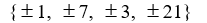 <strong>Use the rational zero theorem to list the possible rational zeros. P(x) = 7x<sup>3</sup> - 4x<sup>2</sup> + 3x - 21</strong> A) B) C) D)