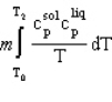 <strong>A solid of mass m initially at T<sub>0</sub> is heated to T<sub>1</sub> at constant pressure where it proceeds to melt. Once all of the solid is in the liquid phase it is further heated to T<sub>2</sub>. If the solid and liquid have specific heat capacities of c and c respectively, which equation below best represents the change in entropy for this system?</strong> A) B) C) D) E) B and D