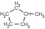 <strong>Name the following compound. </strong> A) 1-methylcyclopentane B) 1-methylcyclohexane C) 1-cylcopentylmethane D) n-hexane E) toluene