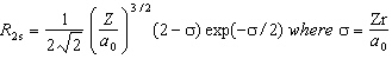 <strong>The wavefunction for the 2s orbital in hydrogen is given by At what radius is there a node?</strong> A) r = 0 B) r = 2/a<sub>0</sub> C) r = a<sub>0</sub> D) r = 2a<sub>0</sub> E) there are no radial nodes in this function