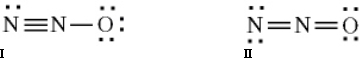 <strong>Choose the best statement regarding why diagram I is the better choice between these two Lewis diagrams for N<sub>2</sub>O </strong> A) because II does not satisfy the octet rule for all atoms. B) because structure I has fewer formal charges than II. C) because structure I has the negative formal charge on the most electronegative atom. D) because structure I has the positive formal charge on the most electronegative atom. E) the best structure is actually structure II.