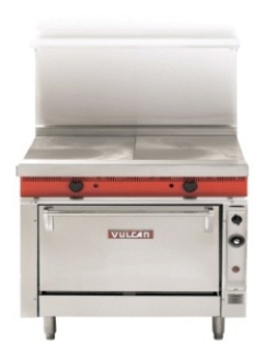<strong>Identify the piece of equipment shown in each picture. - </strong> A) Flattop range B) Portable induction cooktop C) Open-burner gas range with griddle D) Ring-top range
