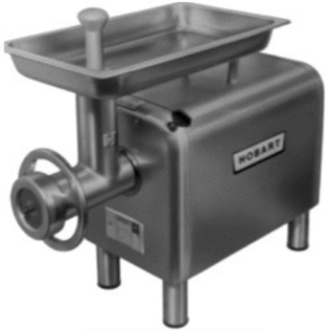 <strong>Identify the piece of equipment shown in each picture. - </strong> A) Rotation chopper B) Small table-model mixer C) Large floor-model mixer D) Grinder attachment (on separate motor)