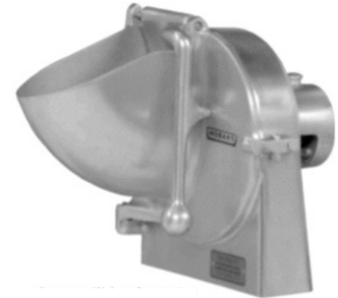 <strong>Identify the piece of equipment shown in each picture. - </strong> A) Slicer/shredder attachment B) Grinder attachment C) Rotation chopper D) Small table-model mixer