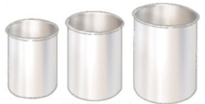 <strong>Identify the piece of equipment shown in each picture. - </strong> A) Double boilers B) Braziers C) Bain-marie inserts D) Liquid volume measures