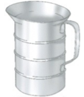<strong>Identify the piece of equipment shown in each picture. - </strong> A) Liquid volume measure B) Bain marie insert C) Brazier D) Double boiler