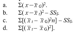 In a repeated measures ANOVA, the formula for calculating SS<sub>Error</sub> is: