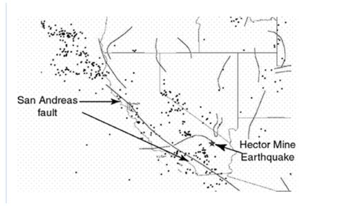 Read the following exert from a USGS report concerning a recent earthquake and answer this question. Special Report: The Hector Mine Earthquake, 10/16/1999 A M7.1 earthquake occurred at 2:46 a.m. local time on 10/16/1999. The event was located in a remote, sparsely-populated part of the Mojave Desert of California, approximately 47 miles east-southeast of Barstow and 32 miles north of Joshua Tree (see map next page). The initial magnitude estimate of 7.0 was upgraded to 7.1 on October 18, 1999, based on in-depth analysis of teleseismic data recorded worldwide. The earthquake occurred on the Lavic Lake fault, one of a series of north-northwest trending faults through the eastern Mojave shear zone. Geologists from the U.S. Geological Survey and Southern California Earthquake Center were able to fly over the rupture (which is within the Twenty Nine Palms Marine Base) on the afternoon of October 16 and documented a 40-km long surface rupture. The aerial photos show an apparent maximum offset of 3.8-4.7 meters. These preliminary estimates for both fault length and slip are consistent with expectations for a magnitude 7.0 earthquake, although the slip is perhaps somewhat larger than average. The fault is one of a series of closely spaced, northwest-trending, right-lateral strike slip faults that traverse this portion of the Mojave Desert. Together, these faults within what is termed the Mojave Shear Zone serve to relieve a small portion of the stresses that build up along the boundary between the Pacific and North American tectonic plates. An interesting aspect of the Hector Mine earthquake is that it occurred only 7 years after the 1992 Landers and Joshua Tree earthquakes, which occurred on similar faults within the Mojave Shear Zone. This apparent clustering of earthquakes may be purely coincidental, but scientists are conducting research to see if this kind of earthquake behavior is typical of this region. That is, perhaps many of the Mojave Shear Zone faults produce earthquakes within a short time interval (perhaps spanning several hundred or more years), followed by several thousands of years of quiescence. -What evidence was used to identify the exact location of the fault responsible for the earthquake?