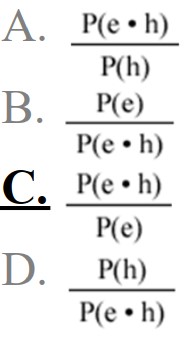 Applied to evidence e and hypothesis h, the conditional rule says P(h = e) =