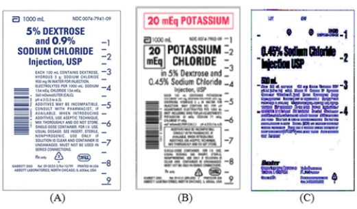 Directions: Identify the letter of the label corresponding to the IV fluid abbreviation. D   NS with 20 mEq KCL  <div style=padding-top: 35px> 