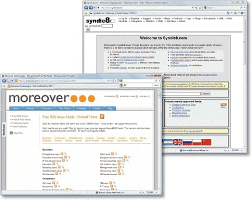 -As shown in the accompanying figure, some sites display orange XML buttons with links to feeds.