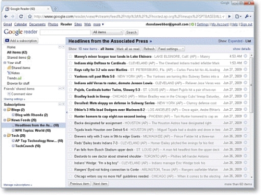 -In the accompanying figure, the Add a Subscription button displays a text box to enter a feed's URL or search terms to find feeds.