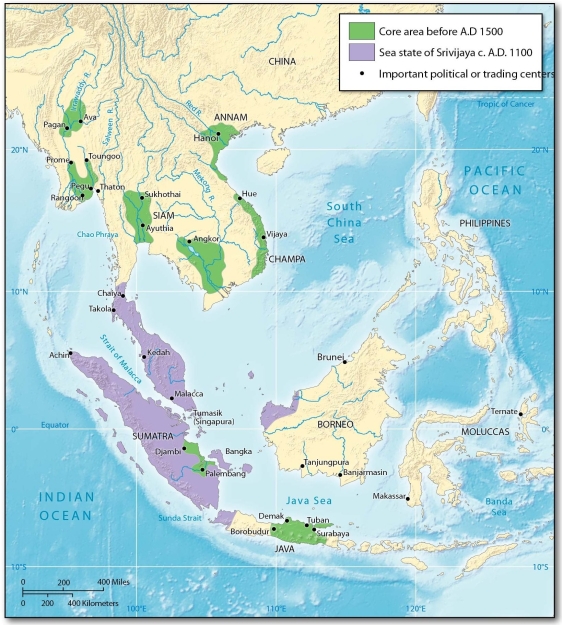 <strong> Of the rivers in Southeast Asia, the ________ did NOT have a major pre-European core area centered on it.</strong> A) Mekong B) Salween C) Red D) Irrawaddy