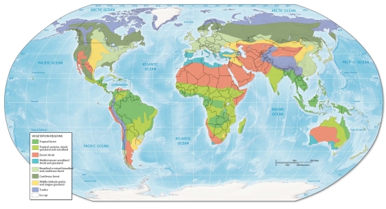<strong> - Southeast Asia is dominated by:</strong> A) Coniferous forest B) Desert shrub C) Tropical savanna, mixed grassland and woodland D) Tropical forest