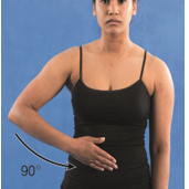 <strong>External shoulder rotation is demonstrated in which of the following figures?</strong> A) B) C) D)