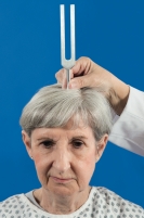 <strong> You are assessing for unilateral hearing loss and functioning of the cochlear nerve. Identify the assessment technique.</strong> A) Weber test B) Rinne test C) Whisper test D) Audiogram