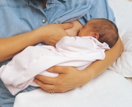 <strong>The nurse is teaching a postpartum client different holds for breastfeeding. Which of the following figures depicts the football hold frequently used for clients who have had a cesarean birth?</strong> A) B) C) D)