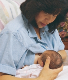 <strong>The nurse is teaching a postpartum client different holds for breastfeeding. Which of the following figures depicts the football hold frequently used for clients who have had a cesarean birth?</strong> A) B) C) D)