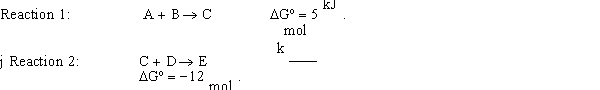 Calculate the \Delta G \degree for the net reaction given the following two reactions: