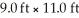 The density of air under ordinary conditions at 25 °C is 1.19 g/L.How many kilograms of air are in a room that measures and has an 10.0 ft ceiling?