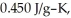 The temperature of a 35.1 g sample of iron increases from to If the specific heat of iron is how many joules of heat are absorbed?
