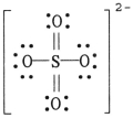 The formal charge on sulfur in SO<sub>4</sub><sup>2-</sup> is ________,where the Lewis structure of the ion is: