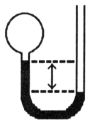 <strong>A gas vessel is attached to an open-end manometer containing a nonvolatile liquid of density 0.791 g/mL as shown below. The difference in heights of the liquid in the two sides of the manometer is 43.4 cm when the atmospheric pressure is 755 mm Hg.Given that the density of mercury is 13.6 g/mL,the pressure of the enclosed gas is ________ atm.</strong> A)1.03 B)0.967 C)0.993 D)0.990 E)0.987