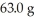 How many grams of solution are present if a solute is dissolved in of water and the concentration is 12.7% by mass?