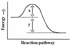 <strong>Which energy difference in the energy profile below corresponds to the activation energy for the forward reaction? </strong> A)x B)y C)x + y D)x - y E)y - x