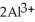 The standard emf for the cell using the overall cell reaction below is +2.20 V: 2Al (s)+   (s)→   (aq)+   (aq) The emf generated by the cell when [   ] = 3.5 ×   M and [   ] = 0.30 M is  