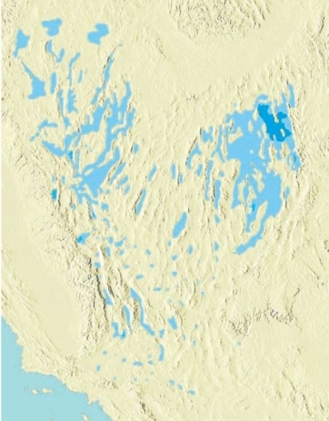 <strong>Note the map below of the western United States. The dark lake is the Great Salt Lake and is the only lake still existing today. During the last ice ago a lighter blue areas were there too. Why are they no longer there?</strong> A) The weather today is warmer and dryer. B) The glaciers were sitting just below the surface of the rock under the lakes, and have now sunk to depths of 100 km. C) The ocean used to flow into the continent's interior and now no longer does so. D) There was a large ice dam during the ice age that broke and released the water.