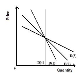 Exhibit 5.7 -Refer to Exhibit 5.7,which shows four demand curves.The demand curve that best illustrates how consumers will respond to a change in price over the long run is _____