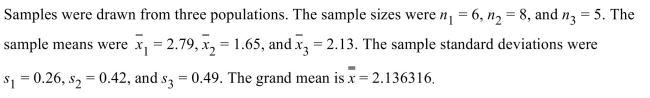 <strong> Can you conclude that two or more of the population means are different? Use the α = 0.05 level of significance.</strong> A) No B) Yes