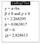 <strong>The following display from a TI-84 Plus calculator presents the results of a test of the null hypothesis How many degrees of freedom did the calculator use?</strong> A) 4 B) 7 C) 8 D) 6