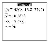 The following display from a TI-84 Plus calculator presents a 95% confidence interval for the mean difference between matched pairs. Fill in the blanks: We are 95% confident that the mean difference is between ______ and ______.