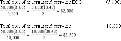 D   Cost of increase = $500. Savings from discount = $0.02(50,000) = $1,000. Net benefit = $1,000 ? $500 = $500.