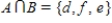 <strong>Find , the intersection of sets A and B. and </strong> A) B) C) D) E)