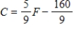 The equation   gives the relation between temperature readings in Celsius and Fahrenheit. If a temperature has reading of 10   Fahrenheit, what is the corresponding reading in Celsius? ​