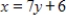 Write the equation of the line through (2, -6) that is perpendicular to   ​