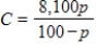 Suppose the cost C of removing p percent of the particulate pollution from the exhaust gases at an industrial site is given by . Because p is the percent particulate pollution, we know . Use the restriction on p and experiment with a C-range to obtain an accurate graph of the equation. Determine the p-intercept and explain its meaning. 