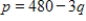 Suppose that a certain product has the following demand and supply functions, where p is the price per unit in dollars and q is the quantity produced. Demand: Supply: If a $44 tax is placed on each unit of the product of the following. What is the new equilibrium point? 