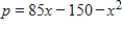 <strong>If the profit from the sale of x units of a product is , what level(s) of production will yield a profit of $1,600? </strong> A)less 35 units of production. B)more than 50 units of production. C)85 units of production. D)15 units of production. E)35 or 50 units of production.