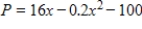 <strong>The daily profit from the sale of a product is given by dollars. What is the maximum possible profit? Round intermediate calculations and final answer to the nearest dollar.</strong> A)$532 B)$860 C)$220 D)$40 E)$73
